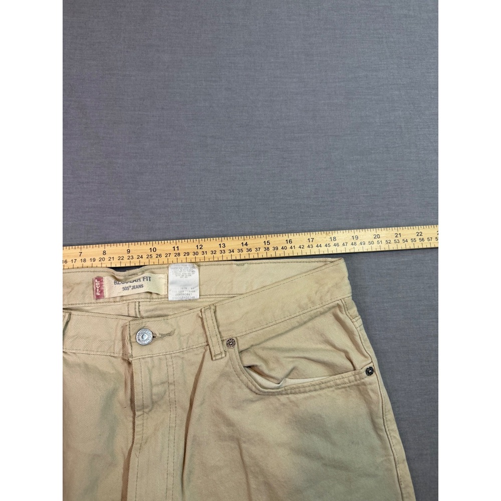 Levi's 505 Regular Fit Jeans Mens 38x32 Tan Good Straight Leg Denim - Picture 5 of 10